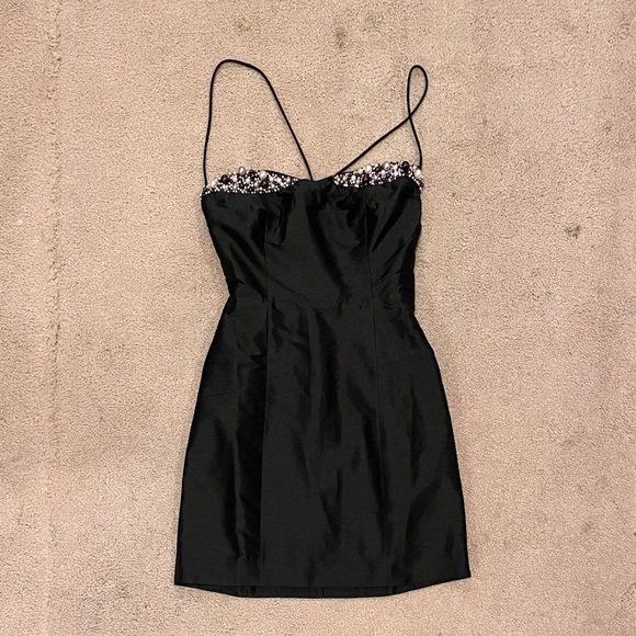 Anthropologie Maeve Embellished Sweetheart Mini Black Dress - Picture 1 of 3